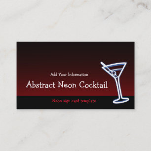 Martini Glass Neon Logo Business Card