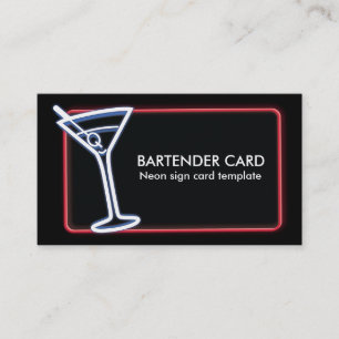 Martini Glass Neon Logo Business Card