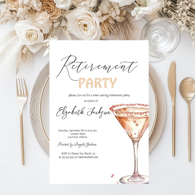 Martini Glass Retirement Party Invitation (Creator Uploaded)