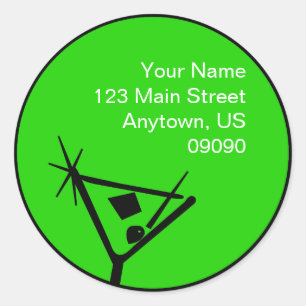 Martini Glass Silhouette Address Label (Green)