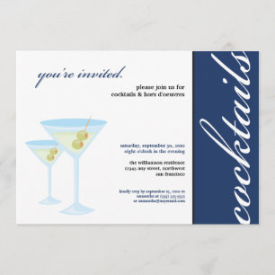 Martini Glasses Cocktail Party Invitation (blue)