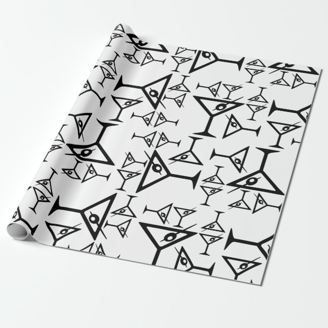 Martini Glasses CUSTOM BACKGROUND COLOR Wrapping Paper (Unrolled)