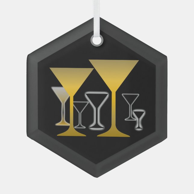 Martini Glasses Design Ornament (Front)