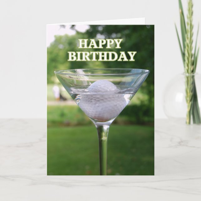 Martini Golf Ball Birthday Card (Front)