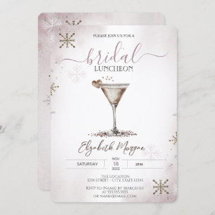 Martini Heart Snowflakes Bridal Luncheon Invitation