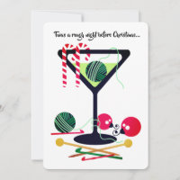 Martini knitting crochet yarn Christmas card