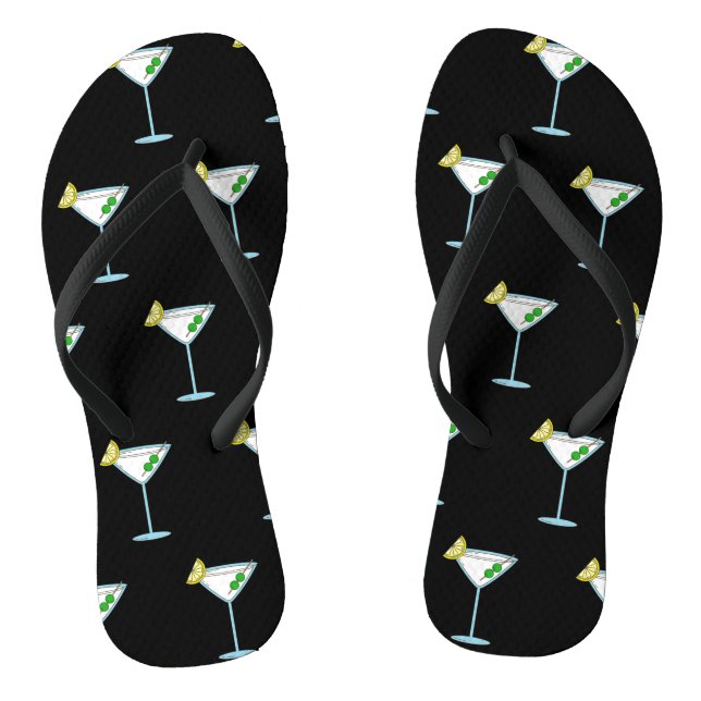 Martini Lovers Cocktail Glass Bartender Alcohol Flip Flops (Footbed)