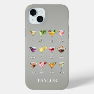 Martini Madness Monogrammed iPhone 15 Mini Case