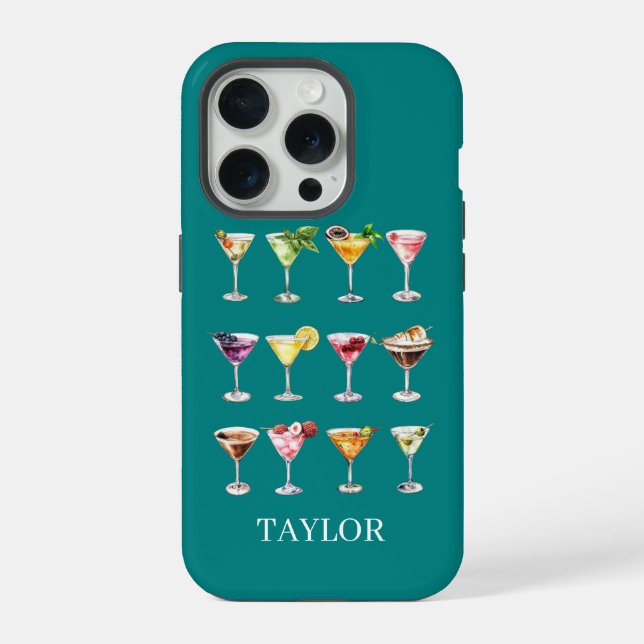 Martini Madness Monogrammed iPhone Case (Back)