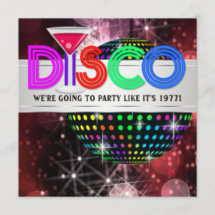 Martini Mirror Ball Disco Party Invitation