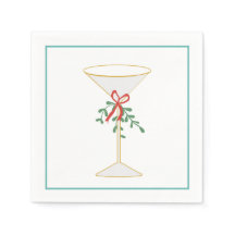 Martini & Mistletoe Cocktail Napkin