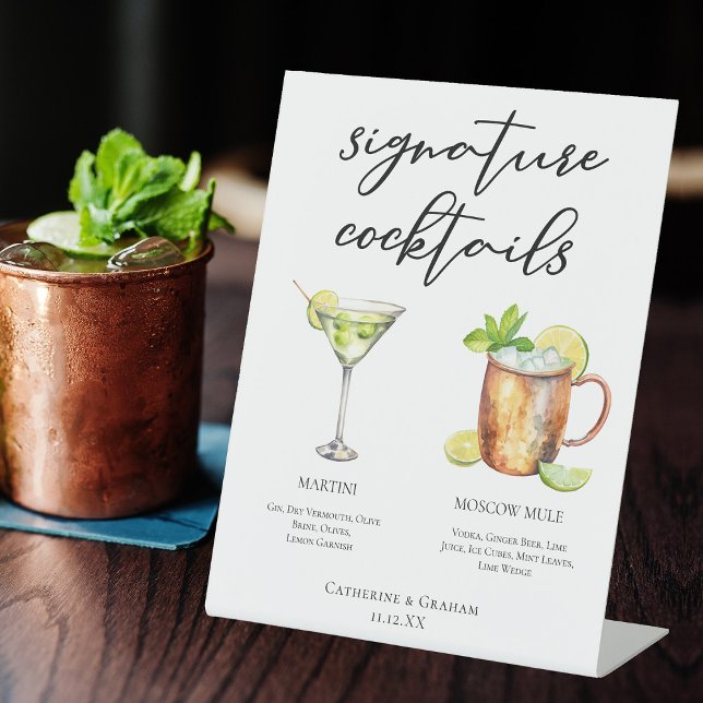 Martini Moscow Mule Signature Cocktails Menu Pedestal Sign (Creator Uploaded)