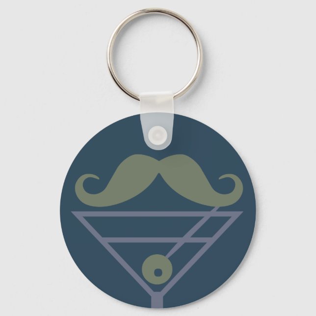 Martini Moustache custom key chain (Front)