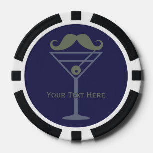 Martini Moustache custom poker chips