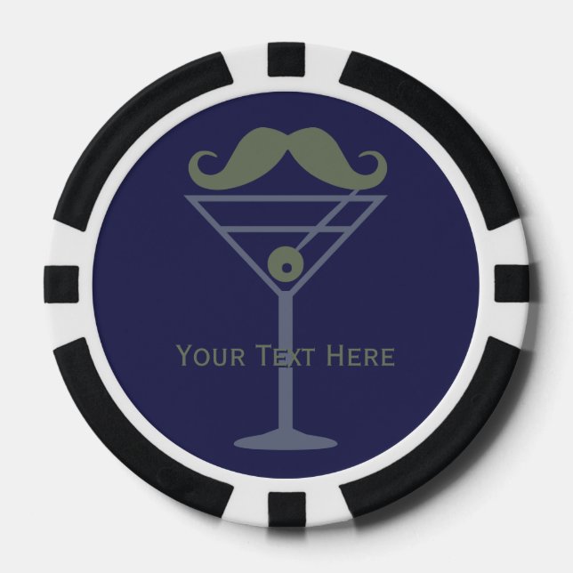 Martini Moustache custom poker chips (Front)