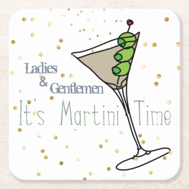 Martini O'Clock Paper Coasters (Front)