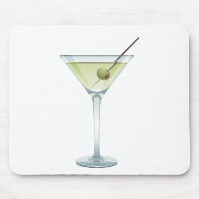 Martini On White Mouse Mat (Front)