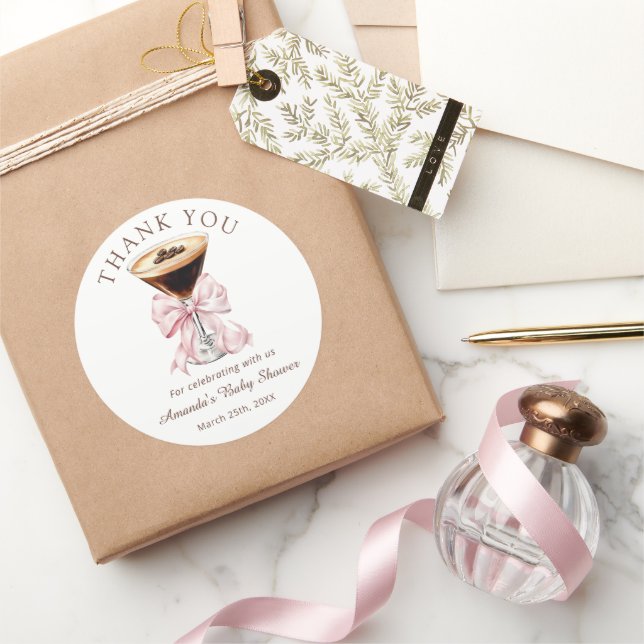 Martini Pink Baby Shower Thank you Sticker (Gifting)