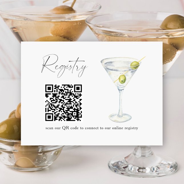 Martini QR code bridal shower registry  Enclosure Card (Creator Uploaded)