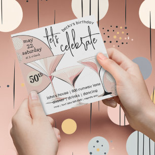 Martini Retro   Blush Pink   Ivory   Pattern Invitation