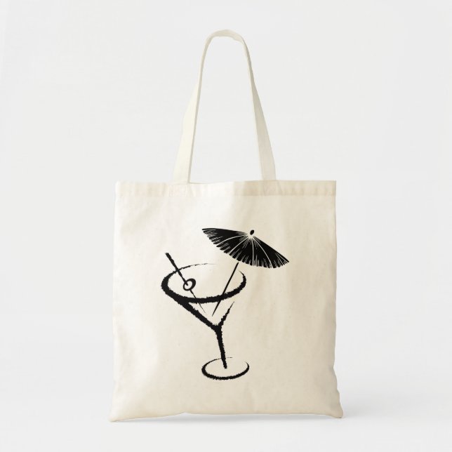 Martini ~ Retro Cocktail Drink Olive & Umbrella T- Tote Bag (Front)