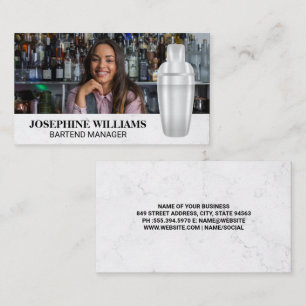 Martini Shaker Bartender Mixologist Add Photo Business Card