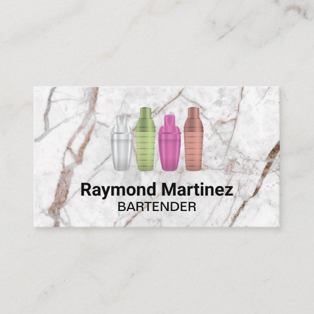 Martini Shaker Bottles | Metallic Colours Business Card (Front)
