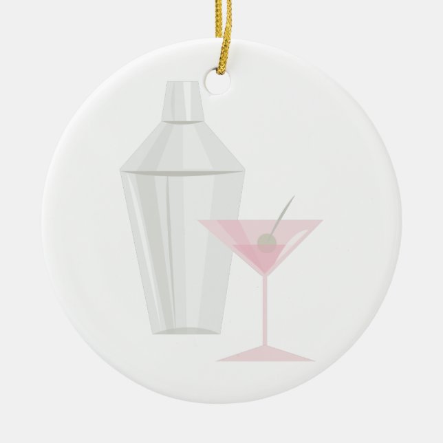 Martini Shaker Ceramic Tree Decoration (Front)