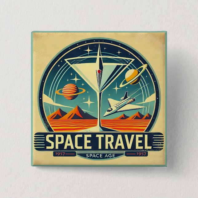 Martini Space Travel 1957 New Worlds Logo 15 Cm Square Badge (Front)