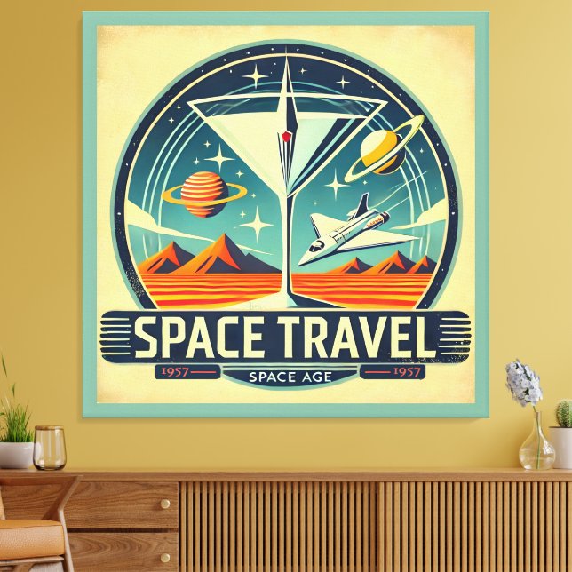 Martini Space Travel 1957 New Worlds Logo Canvas Print (Insitu(LivingRoom))