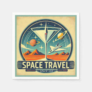 Martini Space Travel 1957 New Worlds Logo Napkin