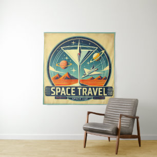 Martini Space Travel 1957 New Worlds Logo Tapestry