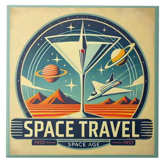 Martini Space Travel 1957 New Worlds Logo Tile (Front)