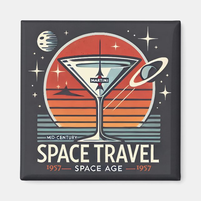 Martini Space Travel 1957 Space Age Logo Magnet (Front)