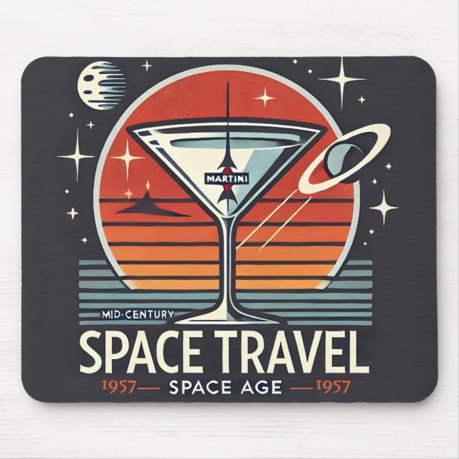 Martini Space Travel 1957 Space Age Logo Mouse Mat (Front)