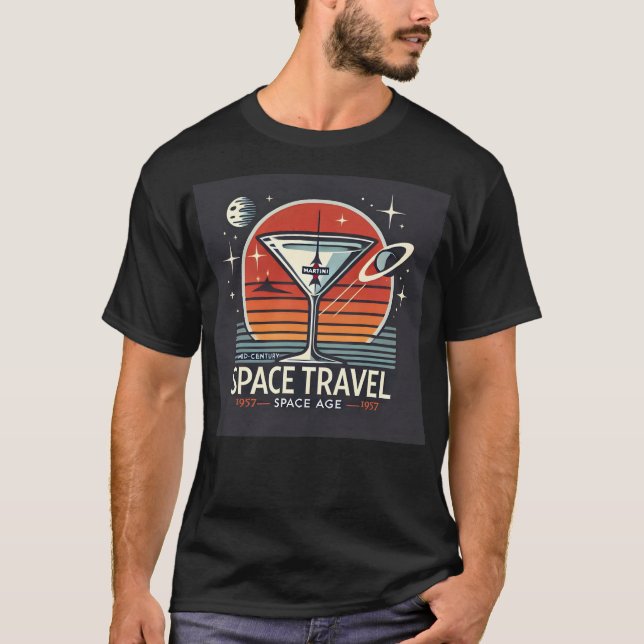 Martini Space Travel 1957 Space Age Logo T-Shirt (Front)