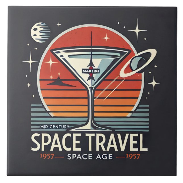 Martini Space Travel 1957 Space Age Logo Tile (Front)
