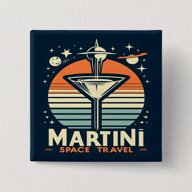 Martini Space Travel Lift Off Logo 15 Cm Square Badge (Front)