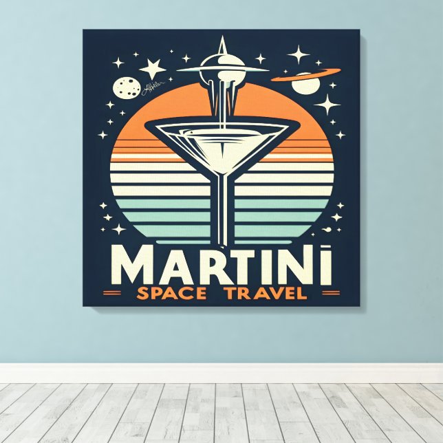 Martini Space Travel Lift Off Logo Canvas Print (Insitu(Wood Floor))