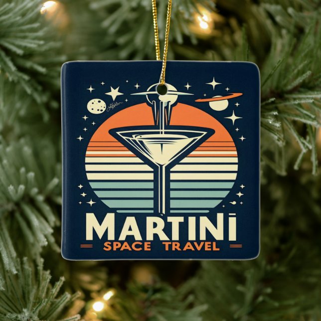 Martini Space Travel Lift Off Logo Ceramic Ornament (Tree)