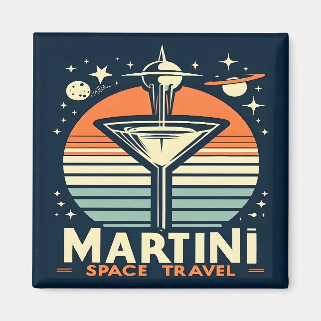 Martini Space Travel Lift Off Logo Magnet (Front)