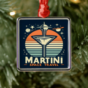 Martini Space Travel Lift Off Logo Metal Tree Decoration