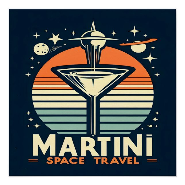 Martini Space Travel Lift Off Logo Poster (Front)