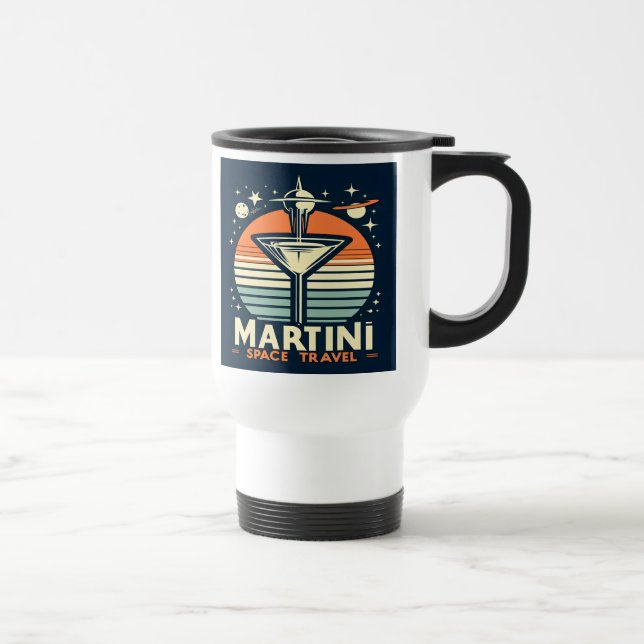 Martini Space Travel Lift Off Logo Travel Mug (Right)