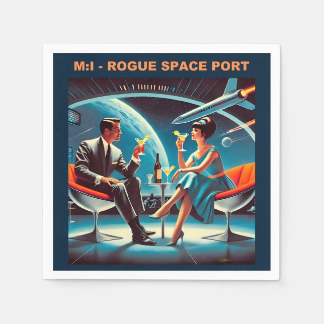 Martini Space Travel Poster Rogue Space Port Napkin (Front)