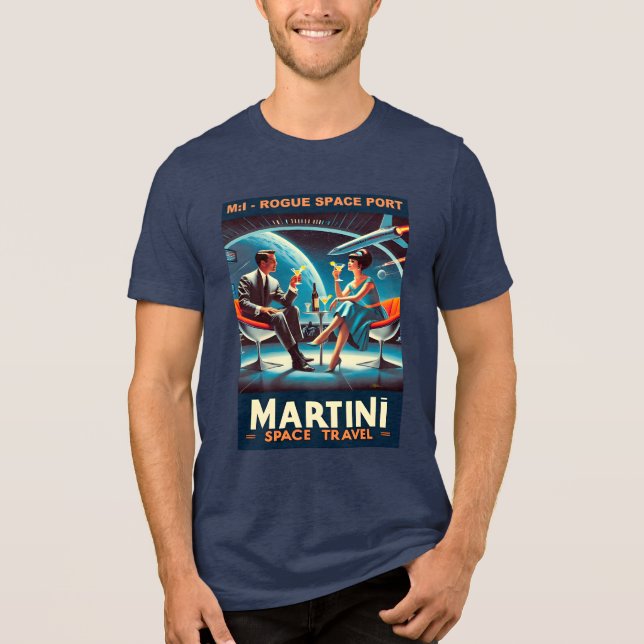 Martini Space Travel Poster Rogue Space Port Tri-Blend Shirt (Front)