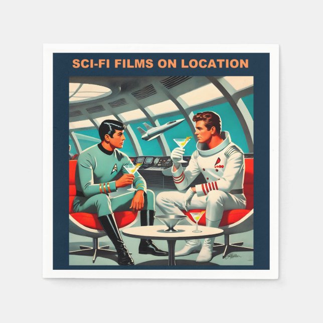 Martini Space Travel Poster Sci-Fi Films In Space Napkin (Front)