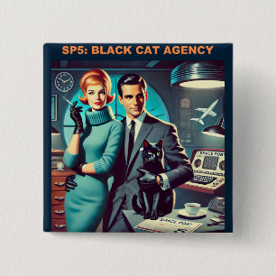 Martini Space Travel Poster SP5: Black Cat Agency 15 Cm Square Badge