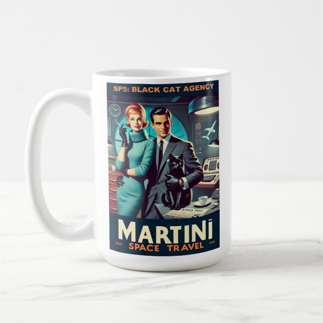 Martini Space Travel Poster SP5: Black Cat Agency Coffee Mug (Left)