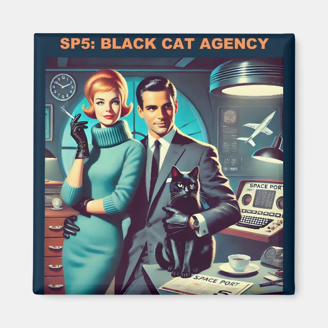 Martini Space Travel Poster SP5: Black Cat Agency Magnet (Front)